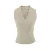 Colete Tricotado Sem Manga com Decote em V Estilo Menina Picante Coreana para Mulheres, Estilo Verão, Cintura Marcada, Ajustado ao Corpo, Super Valoriza a Silhueta, Top Estiloso