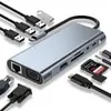 Estação de Docking Type-C Dock de Expansão 11 em 1 Pad para Laptop Hub 7 em 1 Conversor de Placa de Rede Multifuncional