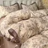 Juego de Cuatro Piezas de Gasa de Doble Capa 100% Algodón Grado Madre y Bebé para Cama de 1.5m 1.8m Sábana Bajera Funda de Edredón Estilo Sábana Bajera Juego de Tres Piezas para Dormitorio