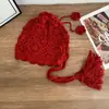 Chapéu de Tricô Doce com Franjas Estilo Étnico para Mulheres, Chapéu de Lã Retro Versátil de Cor Sólida para Outono e Inverno, Chapéu Quente para Cobrir a Cabeça para Mulheres