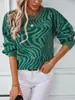 Suéter de Punto Cebra de Lluvia para Mujer Transfronterizo Otoño e Invierno Nueva Moda Suéter de Punto Cuello Redondo Europeo y Americano para Mujer