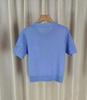 Camiseta Tejida de Seda de Hielo de Manga Corta para Mujer, Holgada, Adelgazante, Color Sólido, Verano Nuevo, Casual, Cuello Redondo Corto