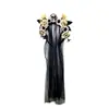 Diadema Creativa de Velos de Halloween Fiesta Festiva Vestido Personalizado Novia Fantasma Calavera de Flores Tocado de Malla para Mujeres