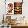 2 piezas en stock estilo rústico americano transfronterizo calabaza de Halloween toalla de cocina de microfibra paño de limpieza paño para platos