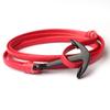 Pulsera de Cuerda de Cuero de Color Macron Pulsera Ancla Gancho de Pez Pulsera de Moda Pareja Hombres y Mujeres Cadena Pulsera de Cuero Vacuno