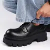 Sapatos Oxford Masculinos de Solado Grosso Aumentadores de Altura Grandes de Couro Pretos de Alta Qualidade para Casamento Noivo Sapatos Formais Britânicos Masculinos