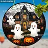Pendente acrílico de bruxa, item mais vendido para o Halloween, decoração de parede em disco colorido, decoração de feriado de gato preto