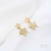 Porta Cuentas de Zirconia Cuadrada Rectangular con Forma de Flor Chapado en Oro de 14K Pendientes de Perla Accesorios para Pendientes de Perla DIY