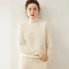 Nueva colección de otoño e invierno: suéter de cachemira grueso para mujer con patrón de jacquard, cuello alto, corte holgado, moderno, suave y cómodo, tejido