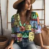 Camisas Nuevas para Mujer 2023 con Muchos Gatos Impresión Digital 3D Estilo Anime Lindo Tendencia de Moda Casual Japonés y Coreano