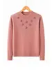 Moderna y elegante blusa de invierno gruesa y cálida de cuello medio para madres, suéter cálido versátil todo en uno de forro polar para mujeres de mediana edad y mayores