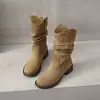 Botines Vaqueros Occidentales Melanoides para Mujer 2026 Otoño Nuevos Versátiles Suela Gruesa Estilo Británico Botas Marrones de Moda para Mujer