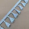 Renda de borla de seda poliéster colorida de 4 cm, renda feita à mão para acessórios de vestuário DIY, borla de linha de bordado colorida
