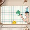 Alfombrilla de baño linda de dibujos animados, antideslizante, secado rápido, fácil cuidado, de tierra de diatomeas, absorbente para el suelo del baño