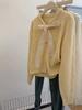 Pajarita de Encaje Dopamina de Otoño Tardío Suéter Amarillo Suave para Mujeres Menudas en Otoño e Invierno, Estilo Perezoso
