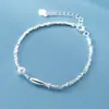 Pulsera de Plata de Ley S925 Fresca y Sencilla con Diseño de Pez, Dulce Pulsera Estilo Ins de Peces Pequeños Perla y Plata Rota S8080