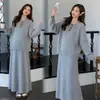 Ropa de maternidad para otoño e invierno, nuevo suéter de punto holgado de estilo coreano con media botonadura, falda de maternidad, conjunto casual de estilo relajado