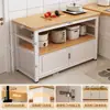 Prateleira de Cozinha Multifuncional Mesa de Corte de Legumes Bancada Armário de Chão Multicamadas Armazenamento de Micro-ondas Armário Lateral Doméstico