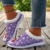 Zapatos de mujer nuevos de gran tamaño transfronterizos, pantuflas de algodón navideñas, pantuflas de algodón festivas para mujer, planos de otoño e invierno, cómodos y mullidos