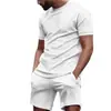 Traje de Dos Piezas de Verano para Correr y Fitness: Top de Camiseta de Manga Corta con Estampado de Puntos Cruzados + Shorts de 5 Puntos de Color Liso