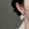 Brincos de concha com borlas de flores elegantes, brincos femininos com clipe de orelha, elegantes e de alta qualidade
