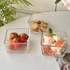Tazón de vidrio cuadrado simple Tazón de helado cuadrado para el hogar Tazón de postre de fruta Pudin Tazón de yogur Tazón de desayuno Tazón de ensalada pequeño
