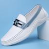 Mocasines Transpirables de Otoño e Invierno para Hombre Zapatos de Cuero de Moda para Hombre Casual de Cuero Suela Suave Zapatos de Fideo Suave
