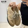 Couro Genuíno Super Quente Sola Grossa Esportivos Aggan Sapatos Femininos 2026 Outono Novo Respirável Leve Casual Treinamento Alemão Sapatos Brancos