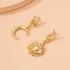 Brincos de metal criativos divertidos europeus e americanos Sol Lua Palma personalidade assimétricos exagerados moda brincos femininos Cruz
