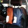 Bolsa de Pañuelos para Coche de Cuero PU con Puntos Bolsa de Papel Colgante Trasero para Coche Desmontable Bolsa de Pañuelos Impermeable para Baño