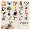 20 adesivos magnéticos macios originais com tema de pássaros para geladeira para cognição de pássaros, educação infantil animal 3D para crianças do jardim de infância, adesivos educativos magnéticos