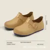 2025 Estilo Nuevo Japonés Birkenstock Zapatos de Lluvia para Mujer Slip-on Punta Redonda Cabeza Grande Zapatos Feos Lindos Retro Perezosos para Exteriores Zapatos de Lluvia