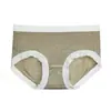 Ropa interior sin costuras de encaje y cachemira con proteína para mujer, cintura media, fibras cálidas y ácido poliláctico en la entrepierna, calzoncillos 4066