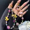 Cadena para Teléfono Móvil de Unicornio Cadena Colgante de Carrusel de Aleación Cadena para que la Princesa se Haga Rica Cuentas de Pan de Oro Cordón de Cristal para Teléfono Móvil