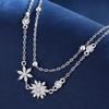Pulsera Copo de Nieve de Ensueño Plata Esterlina S925 Pulsera de Lujo Ligero Nicho para Niña Primavera y Verano Pulsera para Mujer Doble Capa Apilada Joyería