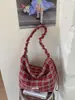 Bolso cruzado de gran capacidad informal y relajado estilo coreano para mujer, nuevo bolso de lona a cuadros 2026, bolso de hombro y cruzado simple
