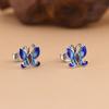 Rey del Ciervo Dorado Simple y Elegante Plata Esterlina S925 Cloisonné Mariposa Pequeño Estilo Nacional Aretes Elegantes para Mujeres