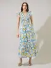 Vestido largo sin mangas con estampado floral de moda de marca independiente para mujer, nuevo estilo de vacaciones en la playa de verano 2025 para mujer