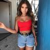 Comercio exterior europeo y americano verano nuevo moda femenina atuendo de chica hot sexy delgado pequeño tirante chaleco color sólido al por mayor transfronterizo