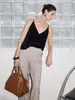 Camisola de Veludo de Seda para Mulheres 2026 Outono Novo Estilo Sem Mangas Roupa Íntima Roupa Externa Gola Drapeada de Alta Qualidade Top de Seda de Amora