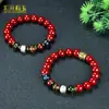 Pulseira de Areia de Cristal com Contas de Vidro Cor de Cinza Design DIY, Pulseira Unissex com Carimbo Dourado dos Cinco Elementos para Ano de Nascimento