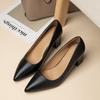 Zapatos Planos de Mujer con Tacón Grueso Otoño 2022 Nuevos Zapatos de Trabajo de Punta Fina Boca Baja Slip-On Estilo Coreano Tacones Altos Ropa de Trabajo Sencilla