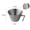 Mango de Madera de Haya Taza Medidora para Espresso Italiano Acero Inoxidable con Escala Jarra Pequeña para Leche Taza Receptora de Extracción de Líquido de Café