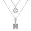 Collar con Colgante de Letra Inicial A-Z Transfronterizo Europeo y Americano Moda Personalidad Doble Capa Letra Colgante de Diamante Cadena de Clavícula