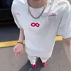 Camiseta Masculina de Algodão Puro com Bordado de Letras Estilo Americano, Manga Curta, Verão 2025, Streetwear, Gola Redonda, Casual, Versátil, Estilo Ins