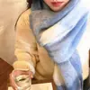 Bufanda Grande para Mujer, Estilo Celebridad Otoño e Invierno, Imitación Cachemir Arcoíris Moda Versátil Estudiante Ins Chal con Borlas Doble Uso