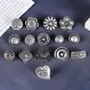 Venta Caliente Transfronteriza de Amazon Botones Turquesa Retro Aleación Accesorios para Joyería DIY Botones de Flor Accesorios para Ropa