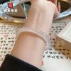 Pulsera de Ágata Natural, Pulsera de Belleza de Calcedonia Luz de Luna Blanca, Pulsera Tintineante de Gelatina de Lichi, Barra Redonda Delgada, Pulsera de Alta Gama para Niñas