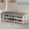 Banqueta para zapatos, Taburete para cambiarse los zapatos, Zapatero, Taburete de hierro para el hogar con cojín de bolsa suave de cuero, Banqueta larga para la entrada, Almacenamiento de lujo accesible, Nuevo estilo