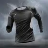 Camiseta Deportiva de Color Sólido de Manga Larga para Hombre, Ropa Interior de Secado Rápido, Capa Base, Top para Correr Primavera y Otoño, Baloncesto, Ciclismo, Alta Elasticidad, Fitness